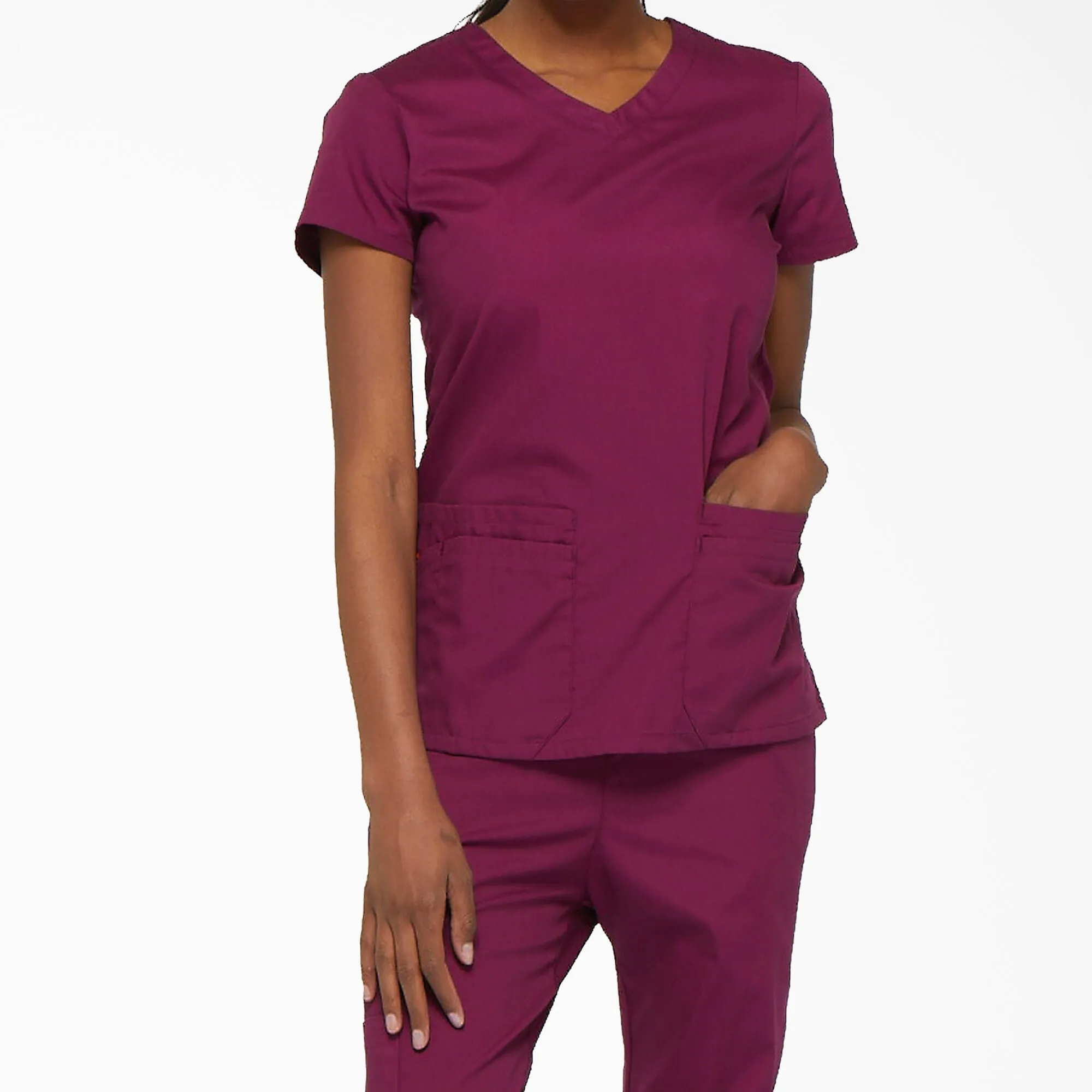 Dickies Women's EDS Signature V-Neck Scrub Top_Wine sold by Work World product image thumbnail 2