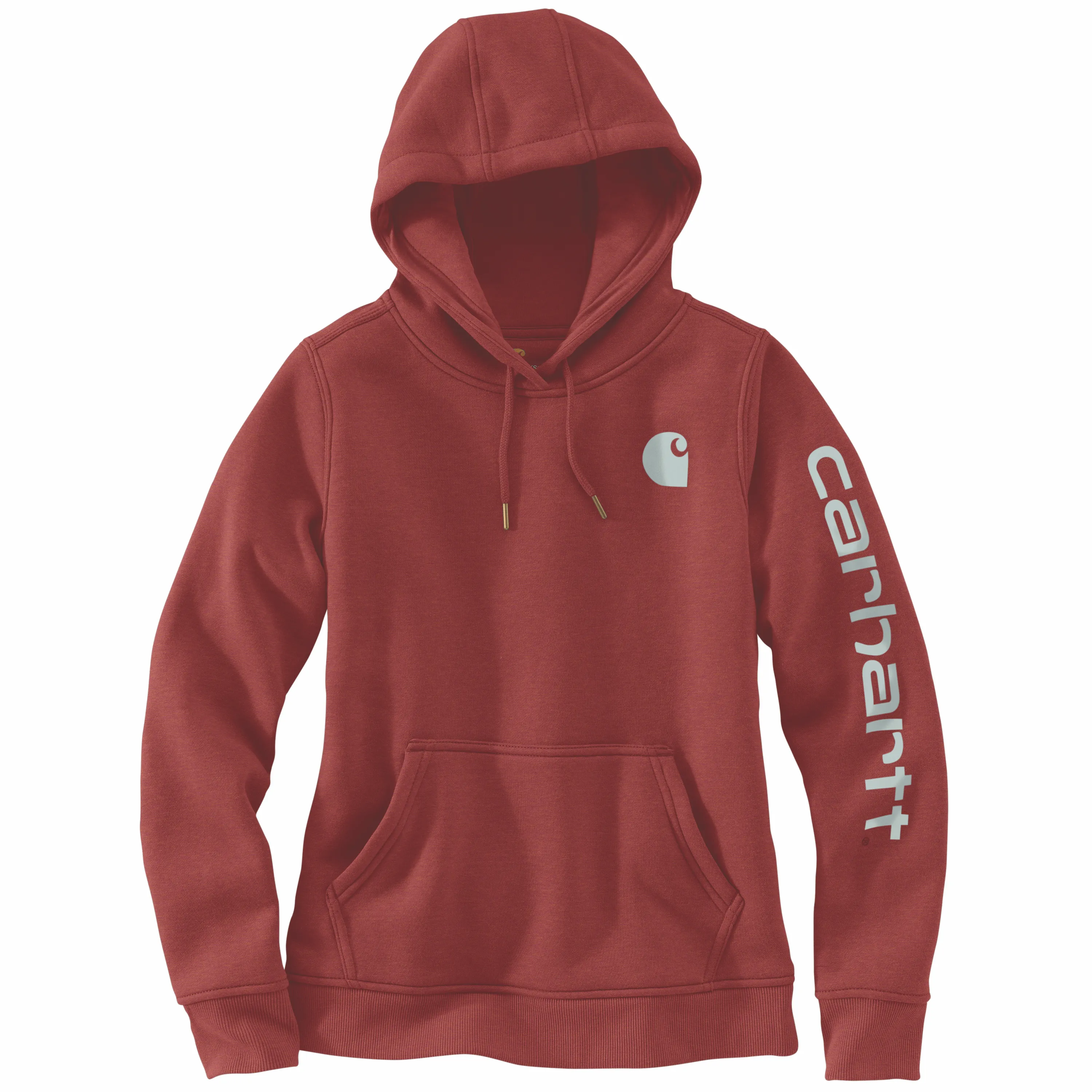 Carhartt Women's Clarksburg Graphic Sleeve Hoodie_Dark Barn Red Heather sold by Work World
