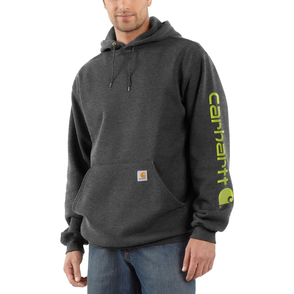 Carhartt Men's Signature Logo Hooded Pullover Sweatshirt_Carbon Heather sold by Work World