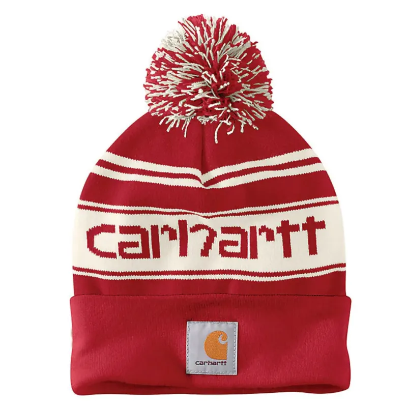 Carhartt Knit Pom Pom Cuffed Logo Beanie sold by Work World