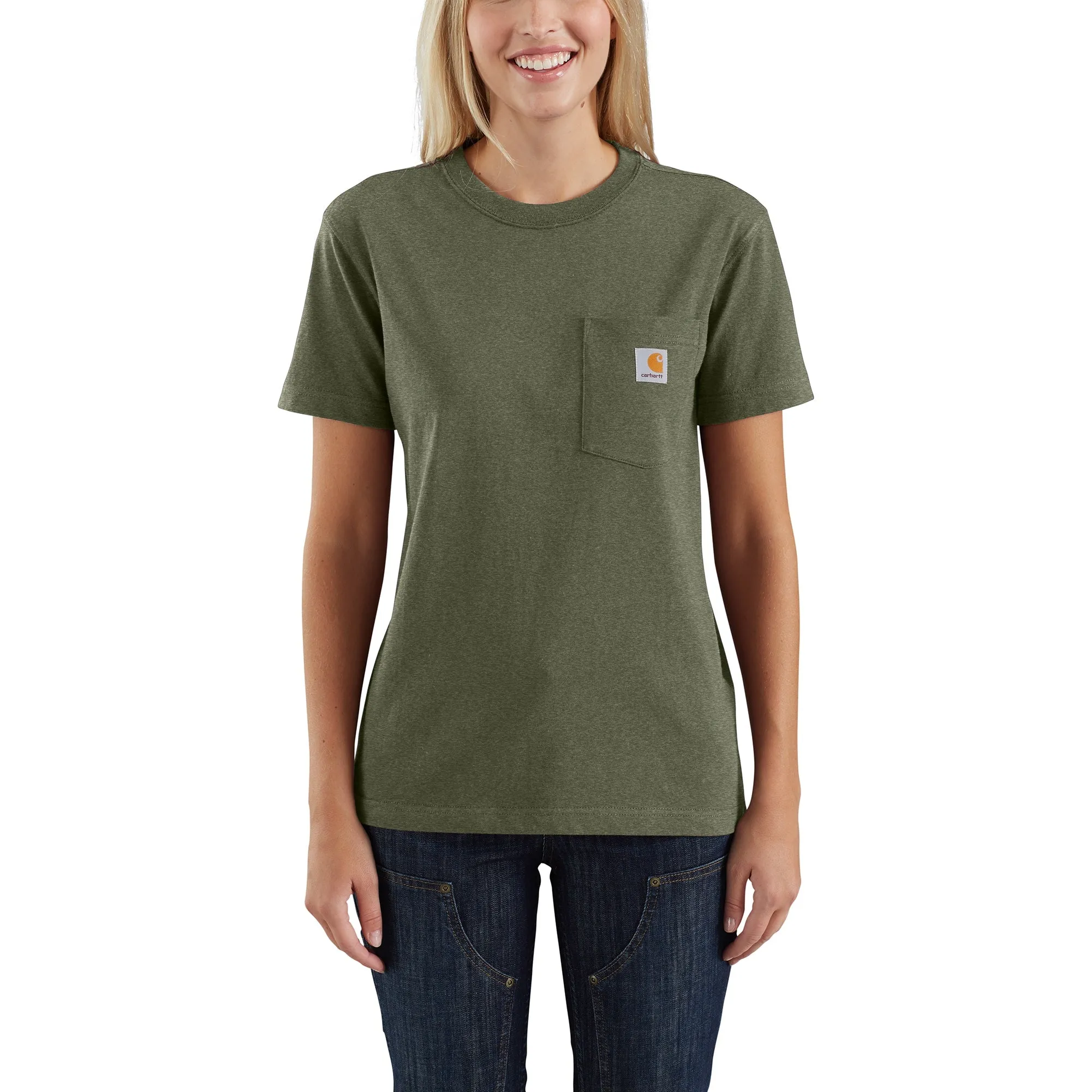 Carhartt Women's Short Sleeve Pocket T-Shirt_Basil Heather sold by Work World