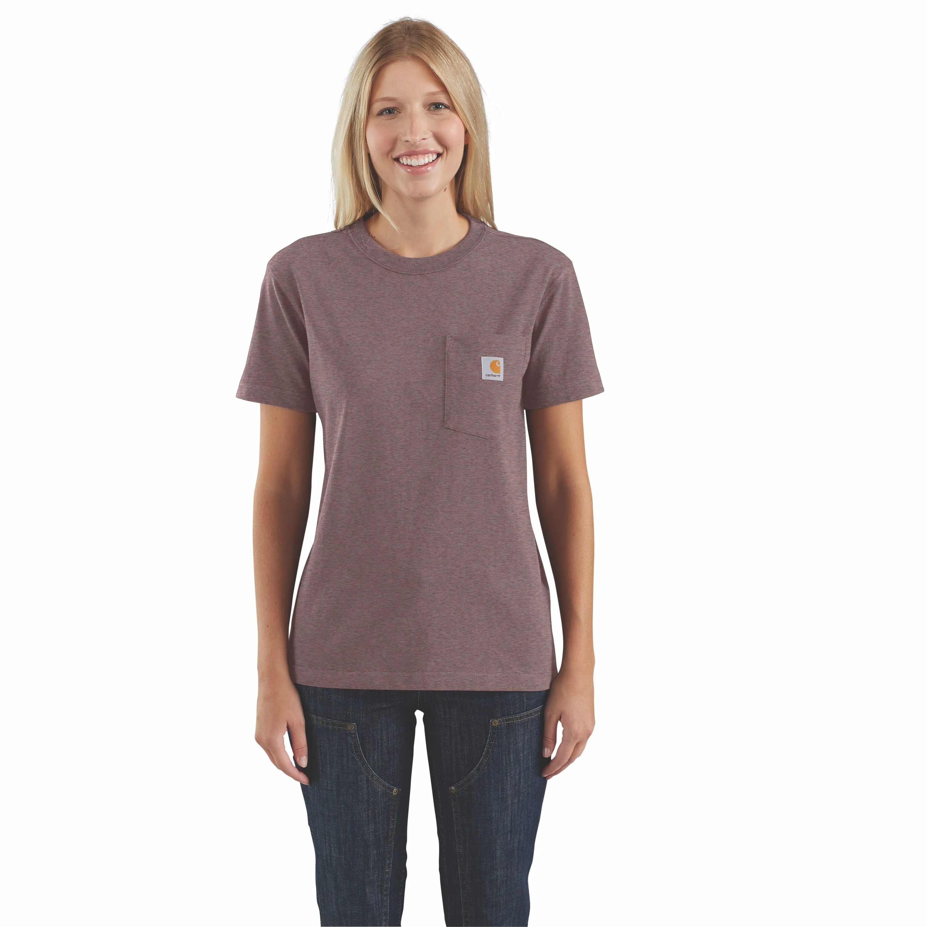 Carhartt Women's Short Sleeve Pocket T-Shirt_Raisin Heather sold by Work World