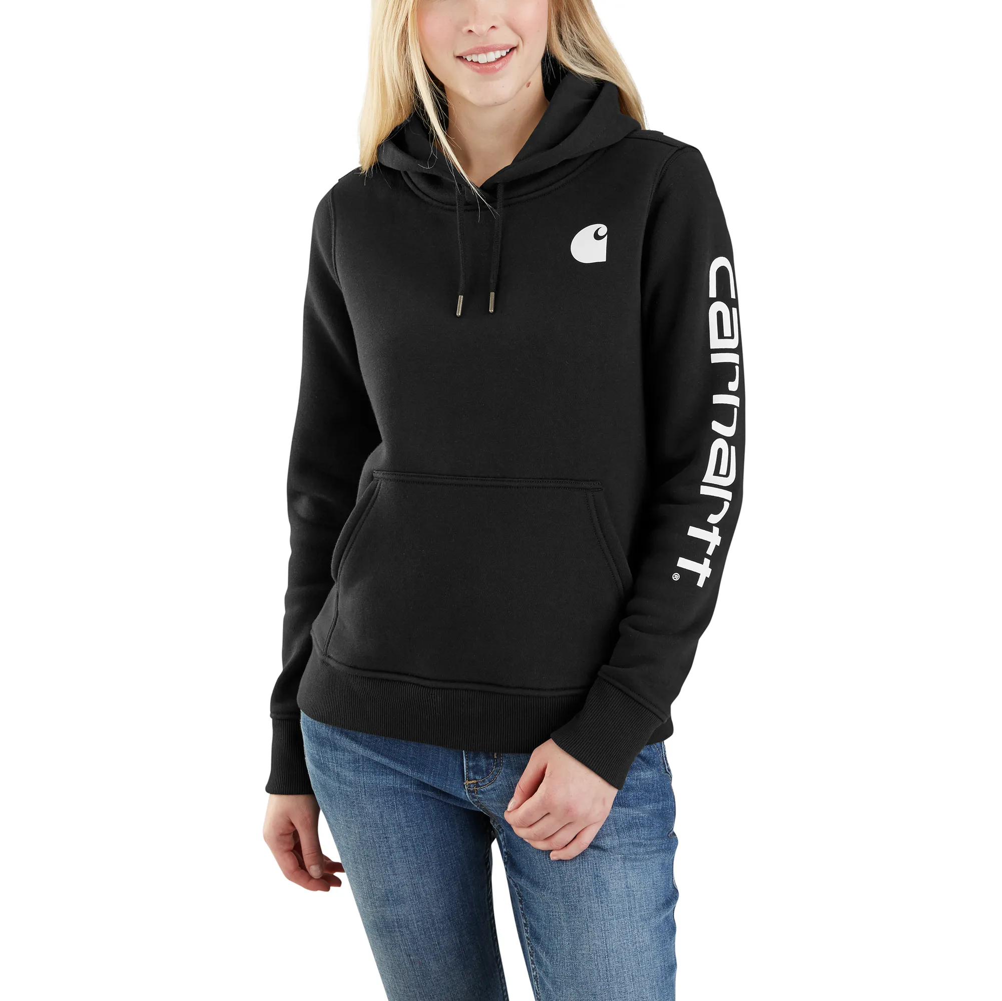 Carhartt Women's Clarksburg Graphic Sleeve Hoodie_Black sold by Work World