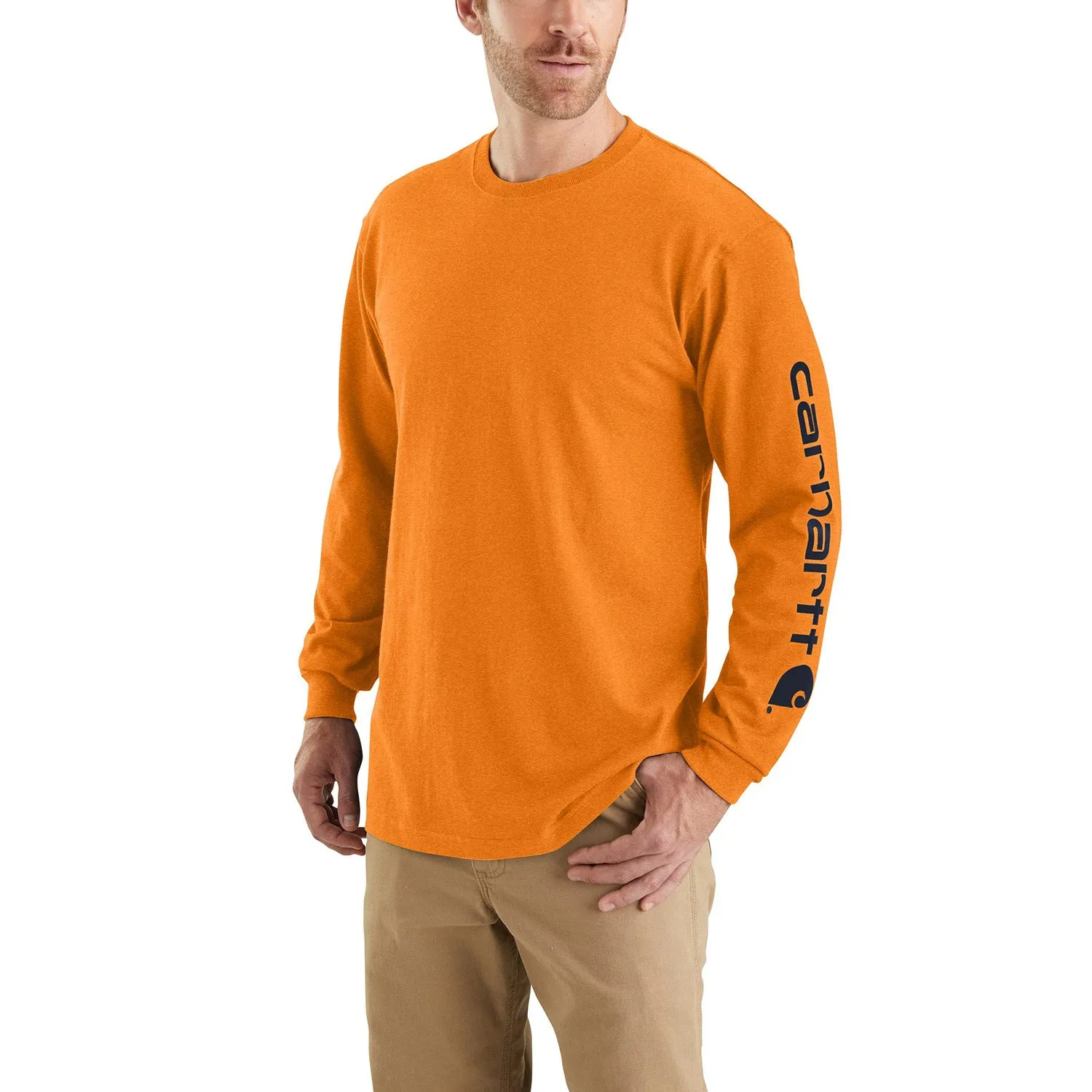 Carhartt Men's Signature Logo Long Sleeve T-Shirt_Marmalade Heather sold by Work World