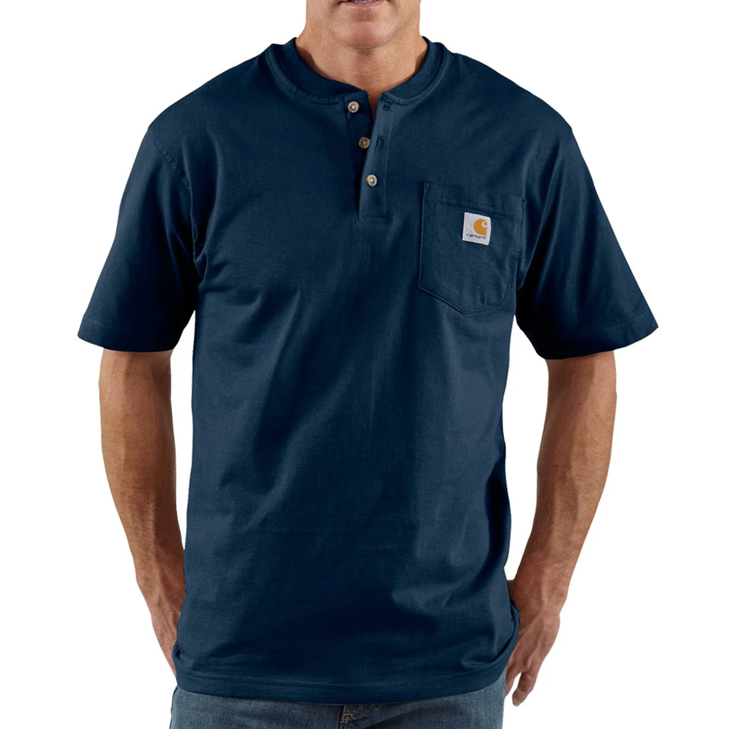 Carhartt Men's Short Sleeve Pocket Henley_Navy sold by Work World