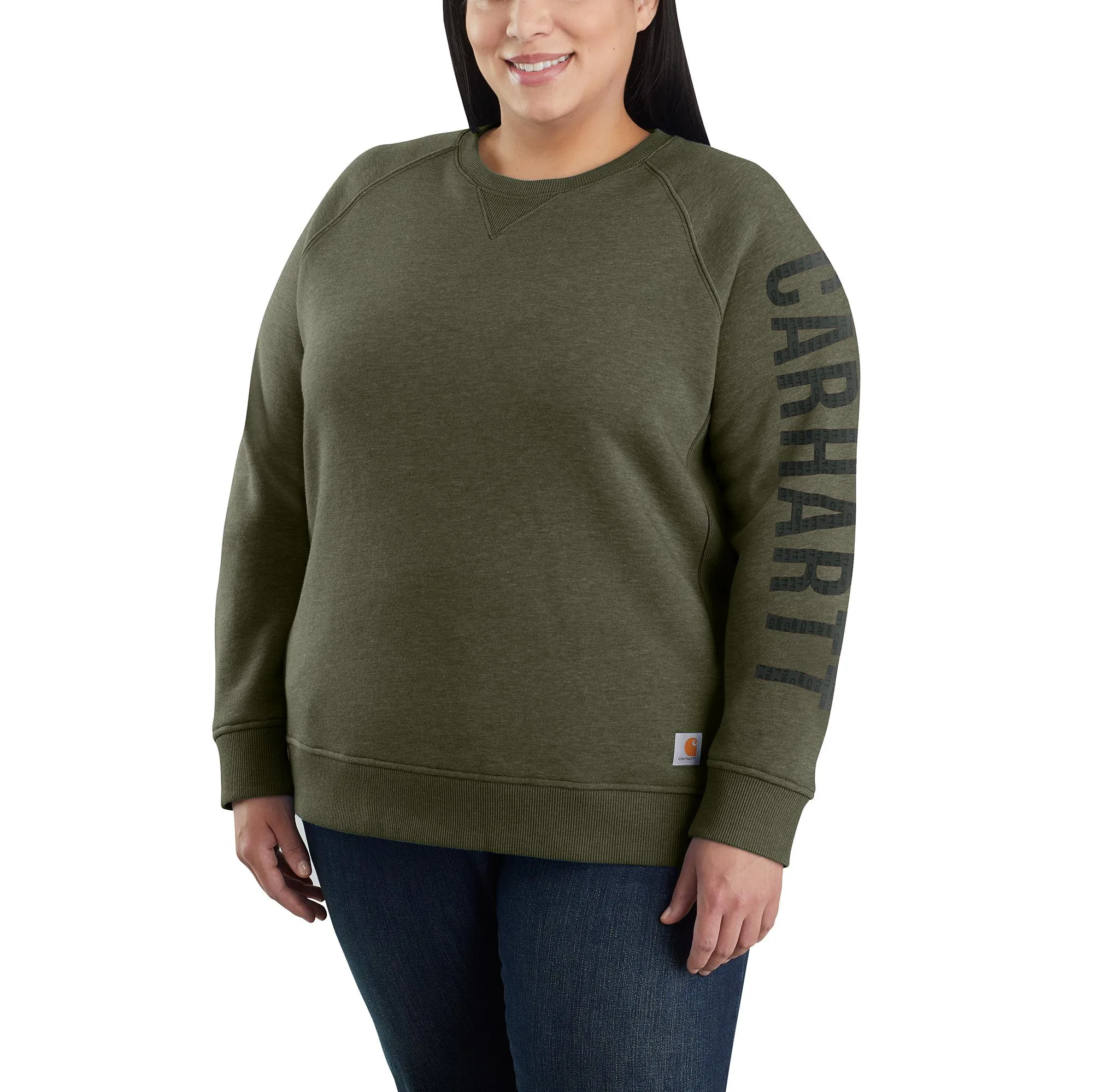 Carhartt Women's Crewneck Graphic Sweatshirt_Basil Heather sold by Work World