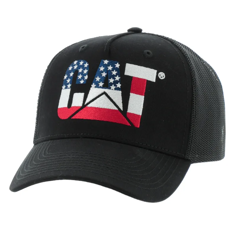 CAT American Flag Logo Trucker Hat sold by Work World