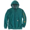 Carhartt Men's Signature Logo Hooded Pullover Sweatshirt_Tidal Space Dye sold by Work World