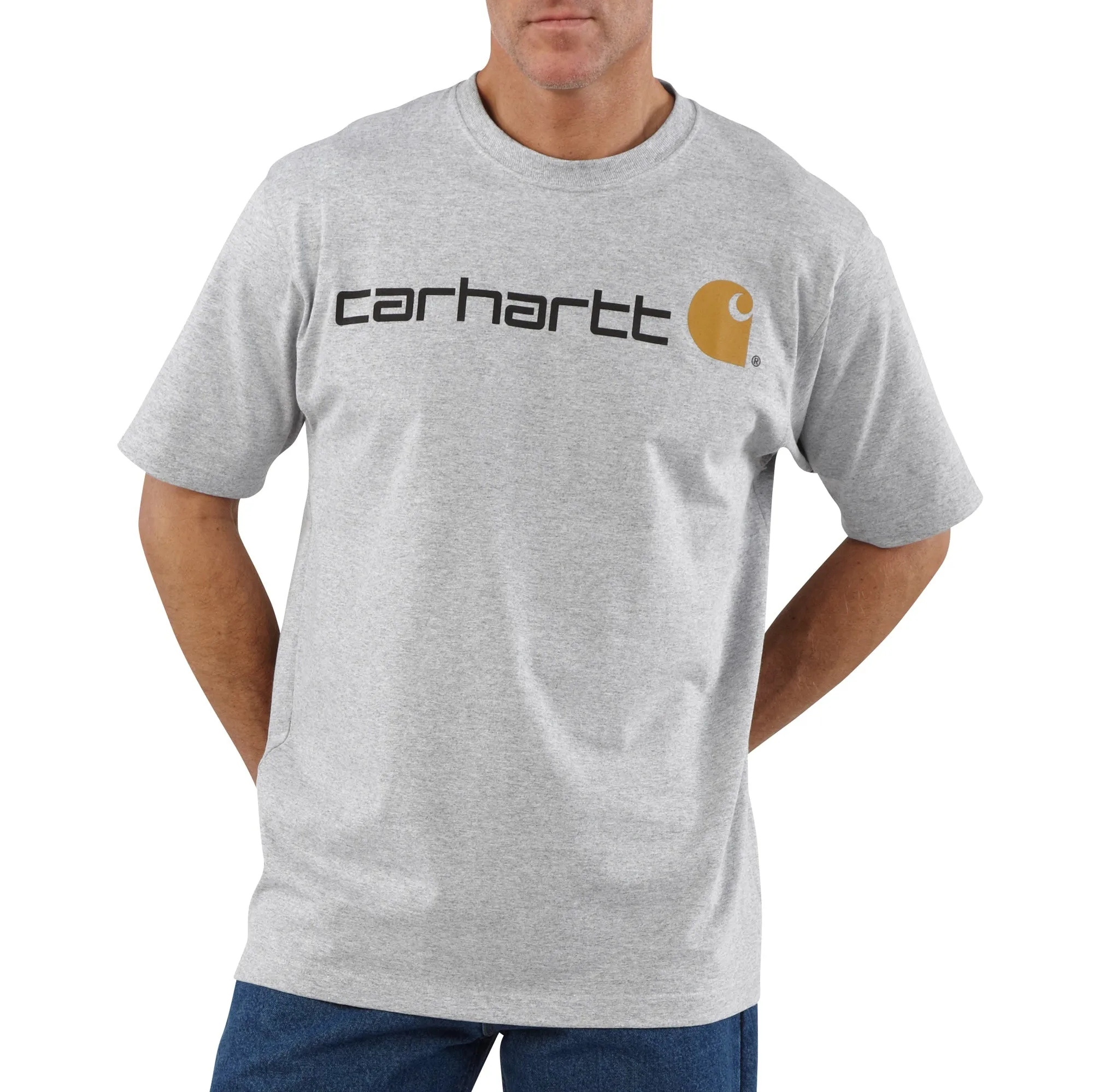 Carhartt Men's Signature Logo Short Sleeve T-Shirt_Heather Grey sold by Work World