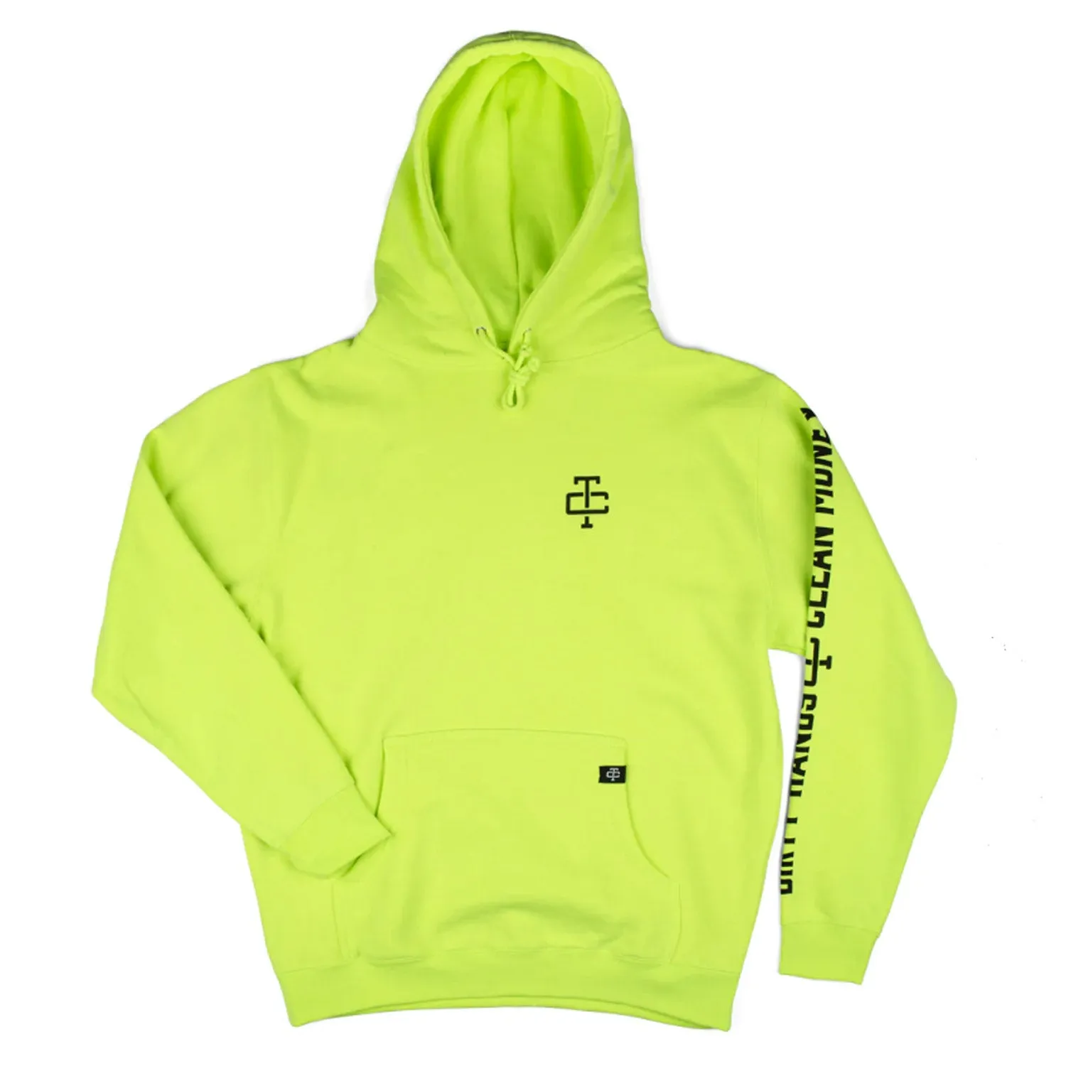 Troll Co. Men's Blaze Yellow "Dirty Hands Clean Money" Sleeve Logo Hoodie sold by Work World