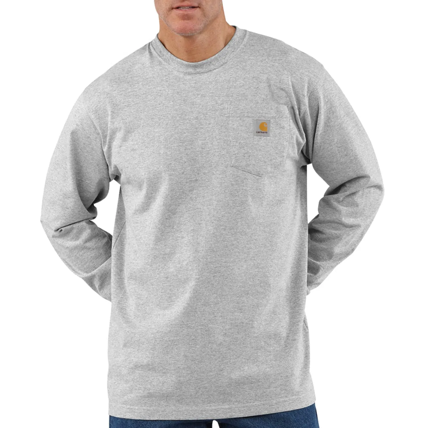 Carhartt Men's Long Sleeve Pocket T-Shirt_Heather Grey sold by Work World