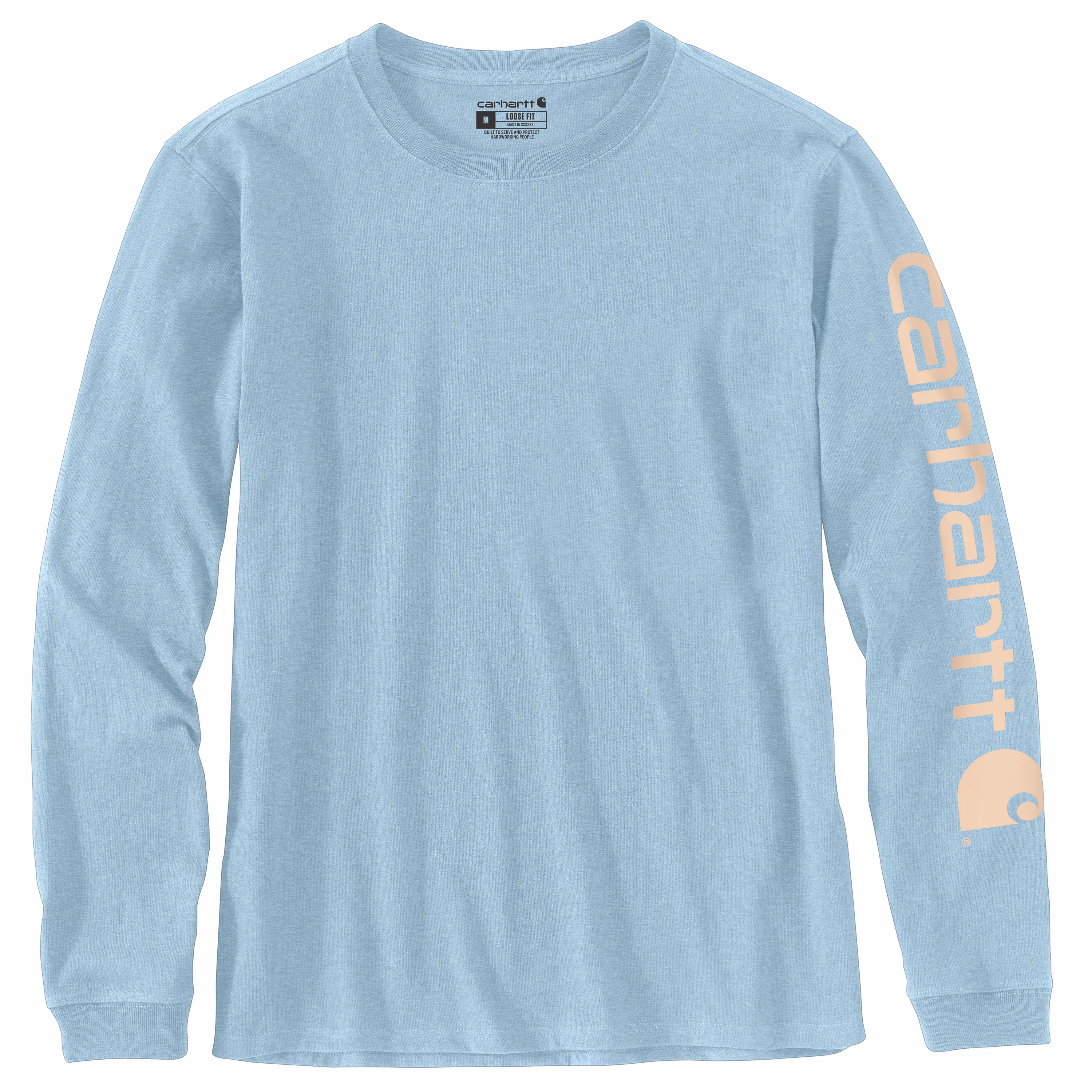 Carhartt Women's Heavyweight Long Sleeve Logo T-Shirt_Tourmaline Heather sold by Work World