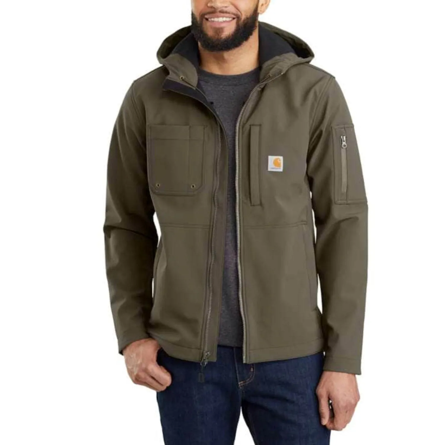 Carhartt Men's Relaxed Fit Rain Defender® Softshell Hooded Jacket sold by Work World