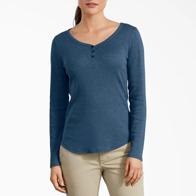Dickies Women's Henley  Long Sleeve T-Shirt made by Dickies