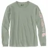 Carhartt Women's Heavyweight Long Sleeve Logo T-Shirt_Leaf Green Heather sold by Work World