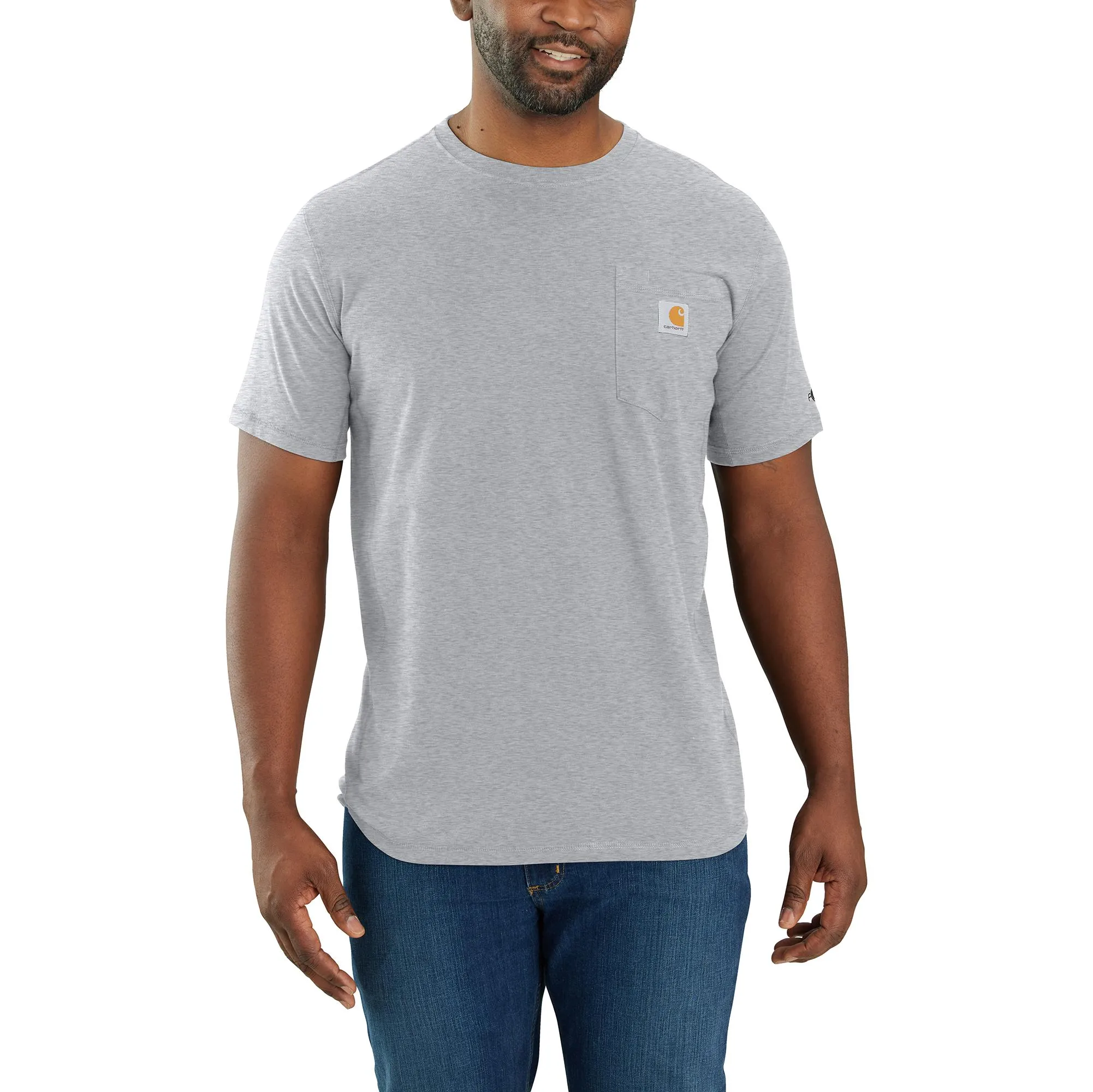 Carhartt Men's Force® Relaxed Fit Midweight Short Sleeve Pocket Tee_Heather Grey sold by Work World