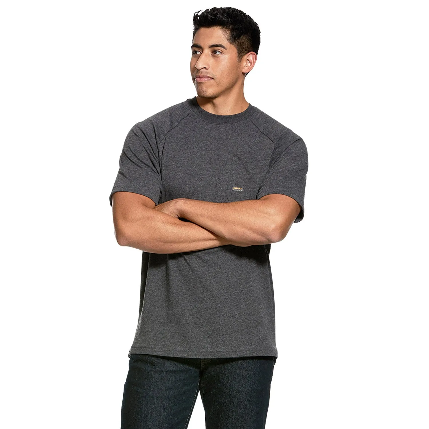 Ariat Men's Rebar CottonStrong T-Shirt_Charcoal Heather sold by Work World
