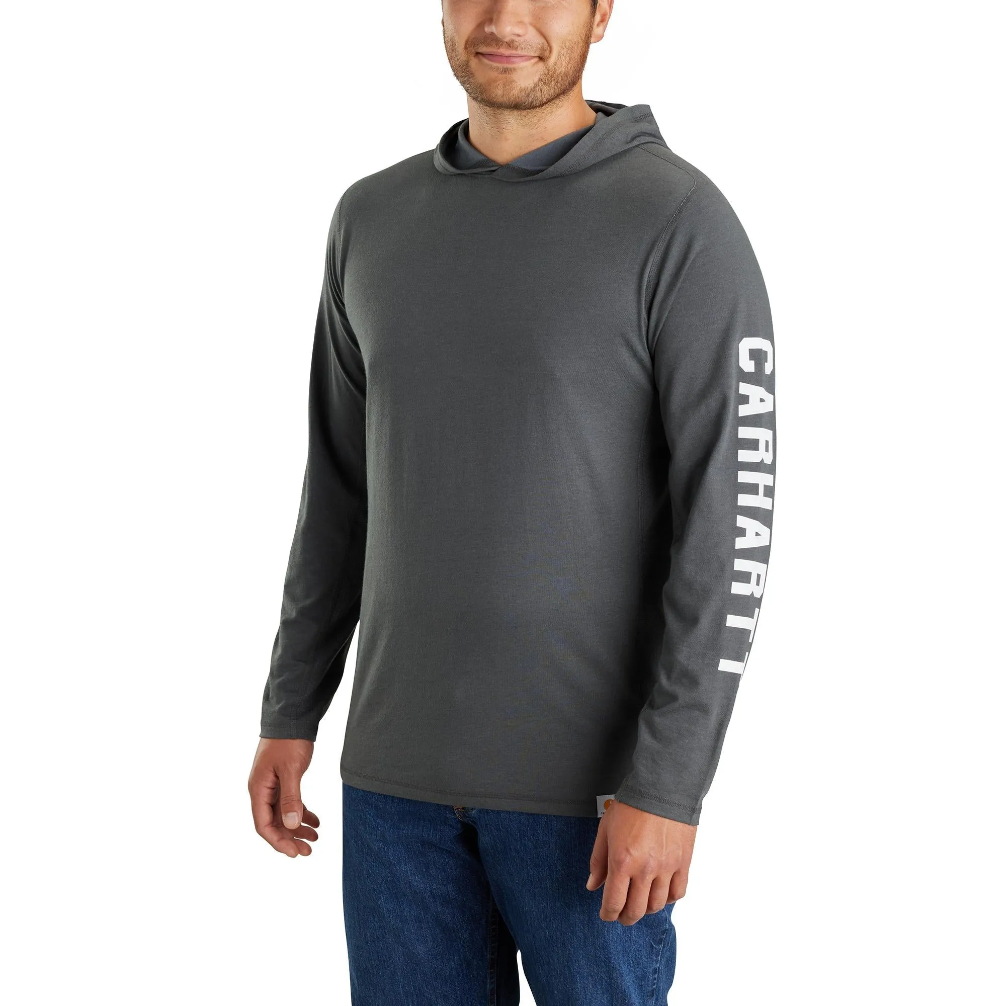 Carhartt Men's Force® Relaxed Fit Logo Hooded Long Sleeve T-Shirt sold by Work World