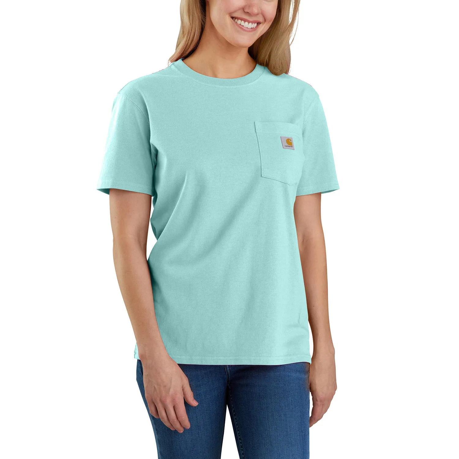 Carhartt Women's Short Sleeve Pocket T-Shirt_Pastel Turquoise sold by Work World