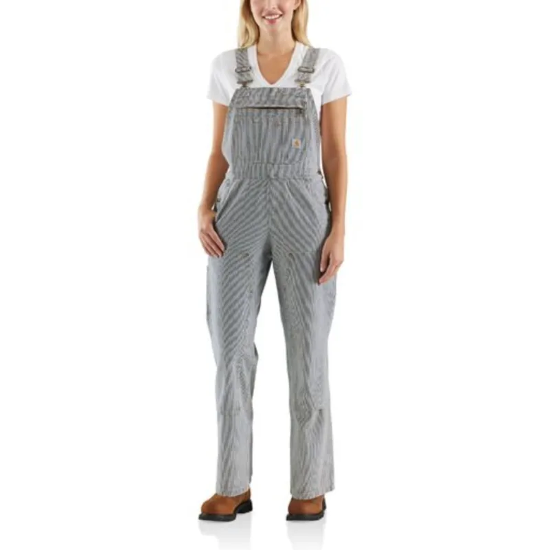 Carhartt Women's Relaxed Fit Denim Railroad Stripe Bib sold by Work World