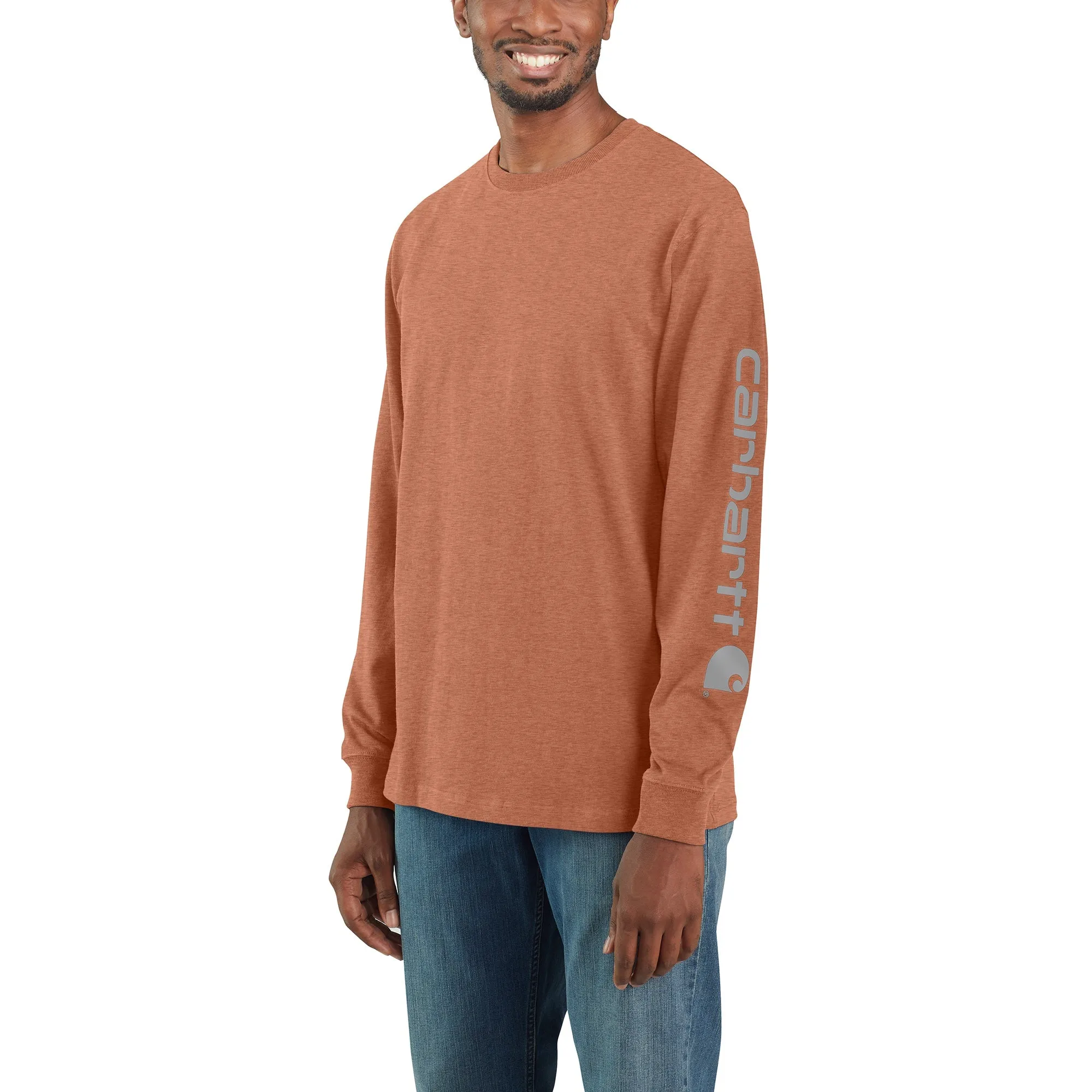 Carhartt Men's Signature Logo Long Sleeve T-Shirt_Ginger Heather sold by Work World