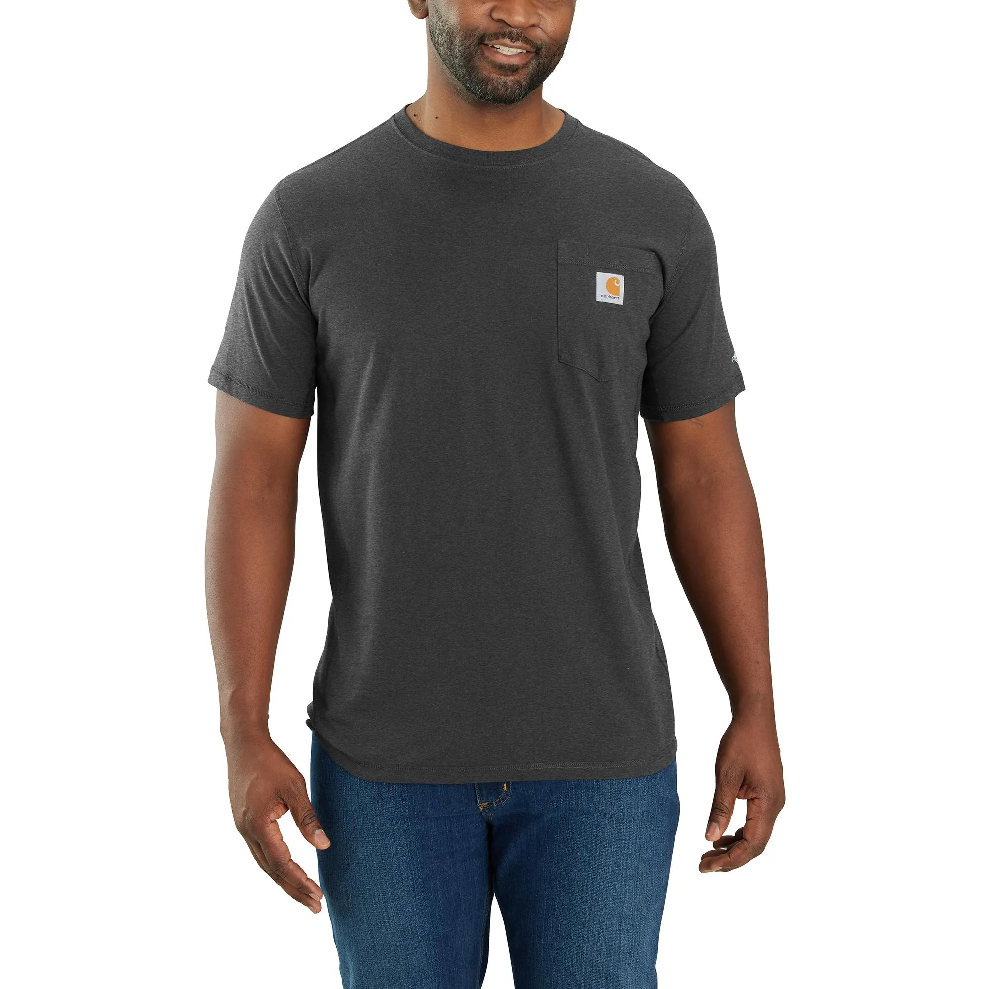 Carhartt Men's Force® Relaxed Fit Midweight Short Sleeve Pocket Tee_Carbon Heather sold by Work World