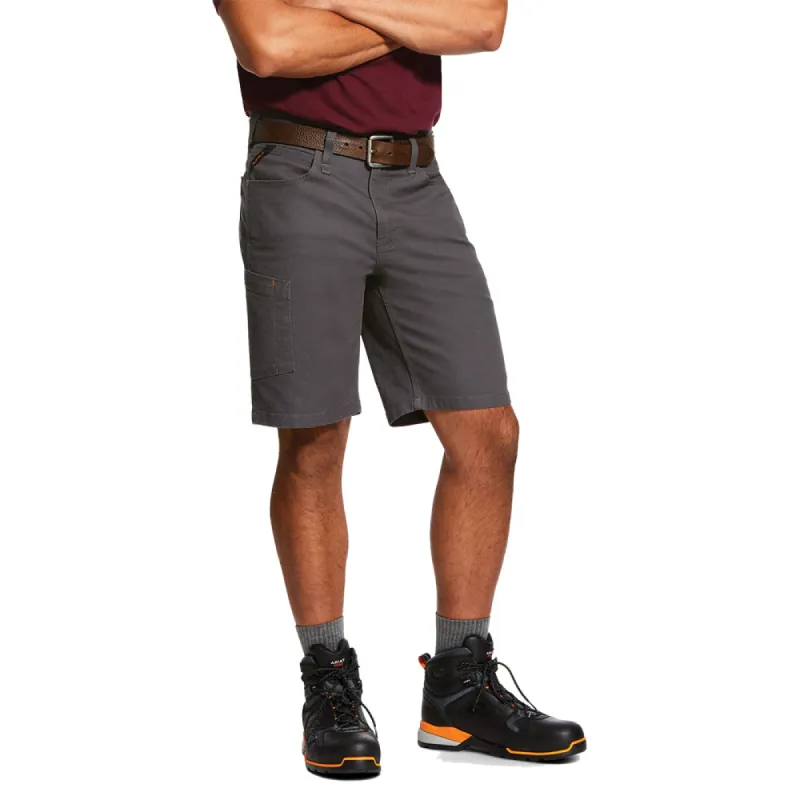Ariat Men's Rebar DuraStretch Made Tough 10" Shorts_Rebar Grey sold by Work World