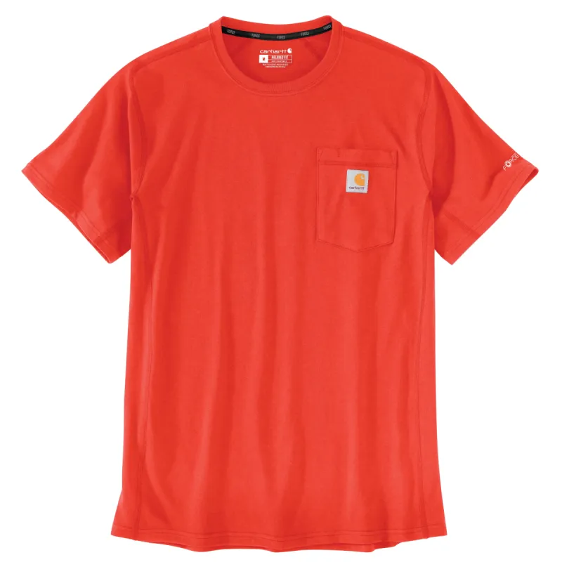 Carhartt Men's Force® Relaxed Fit Midweight Short Sleeve Pocket Tee_Cherry Tomato sold by Work World