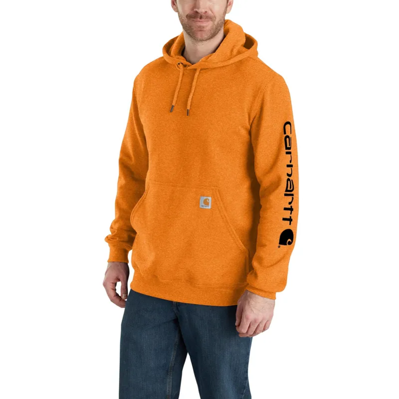 Carhartt Men's Signature Logo Hooded Pullover Sweatshirt_Marmalade Heather sold by Work World