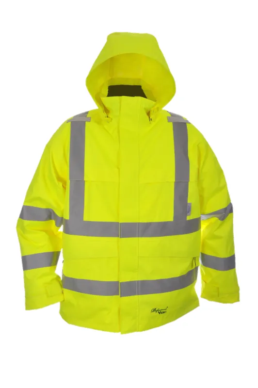 Viking Men's Professional® Journeyman Hi-Vis Class 3 Waterproof Trilobal Hooded Jacket made by Work World