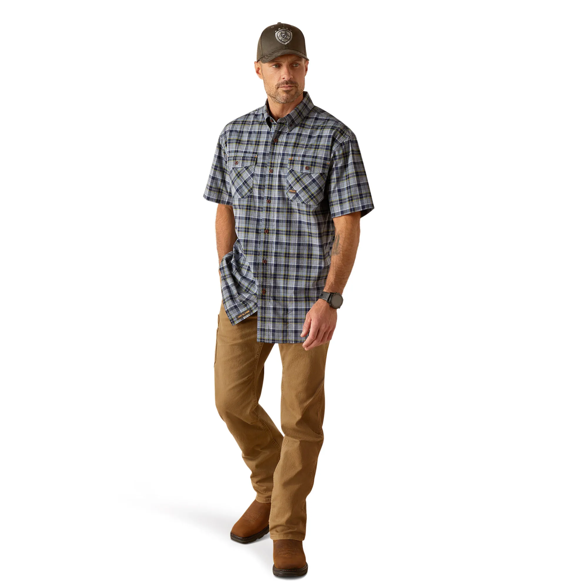 Ariat Men's Rebar Made Tough DuraStretch Short Sleeve Work Shirt sold by Work World product image thumbnail 5