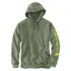 Carhartt Men's Signature Logo Hooded Pullover Sweatshirt_Olivine Heather sold by Work World