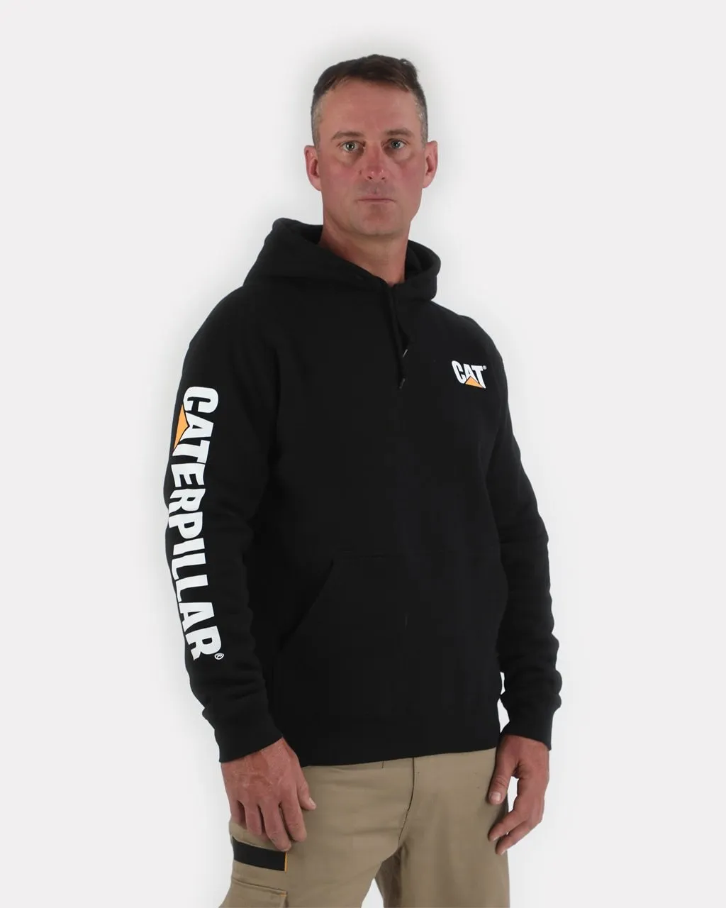CAT Men's Banner Logo Hooded Sweatshirt sold by Work World