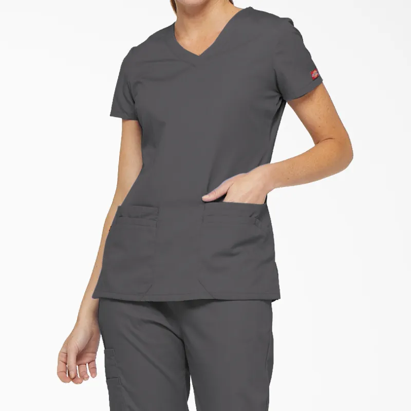 Dickies Women's EDS Signature V-Neck Scrub Top_Pewter made by Dickies