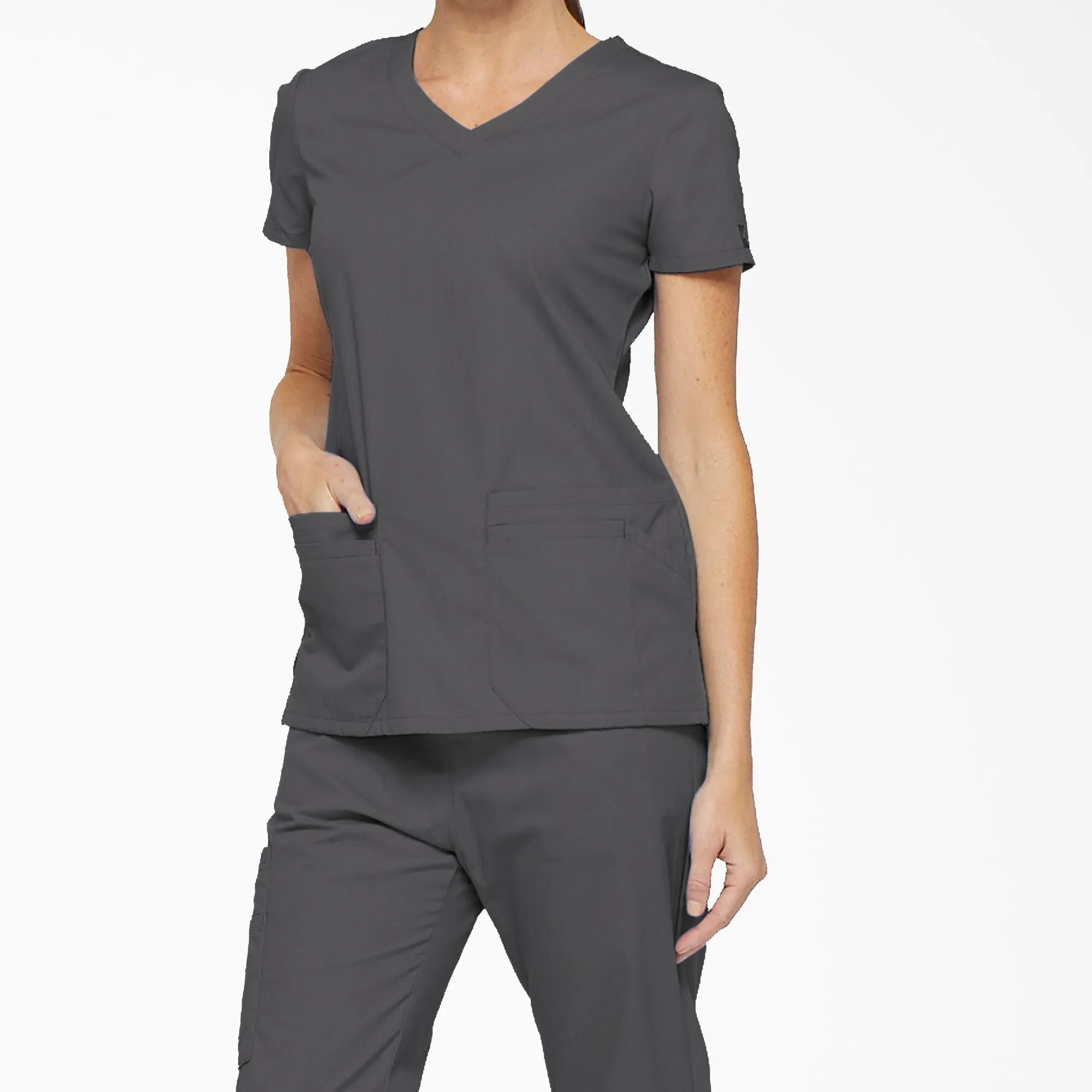 Dickies Women's EDS Signature V-Neck Scrub Top_Pewter sold by Work World product image thumbnail 2
