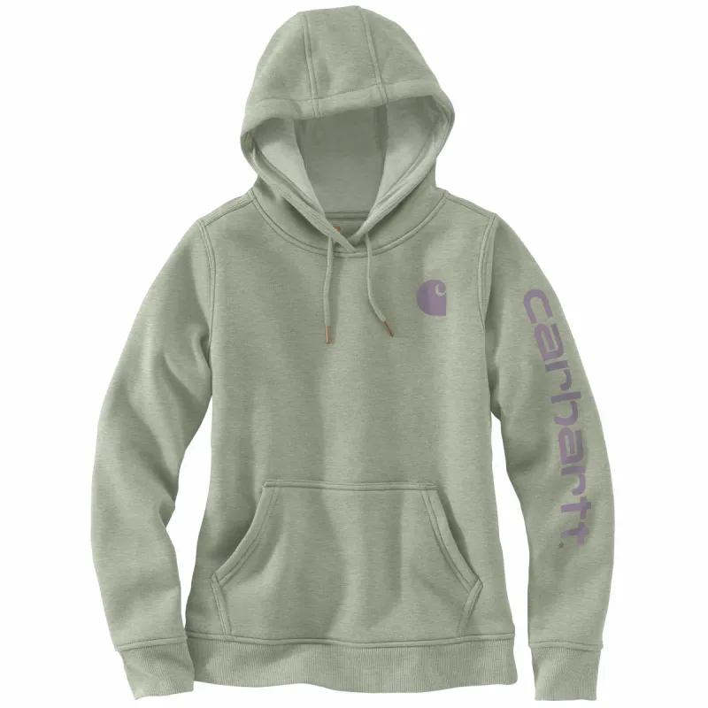 Carhartt Women's Clarksburg Graphic Sleeve Hoodie_Tinted Sage Heather sold by Work World