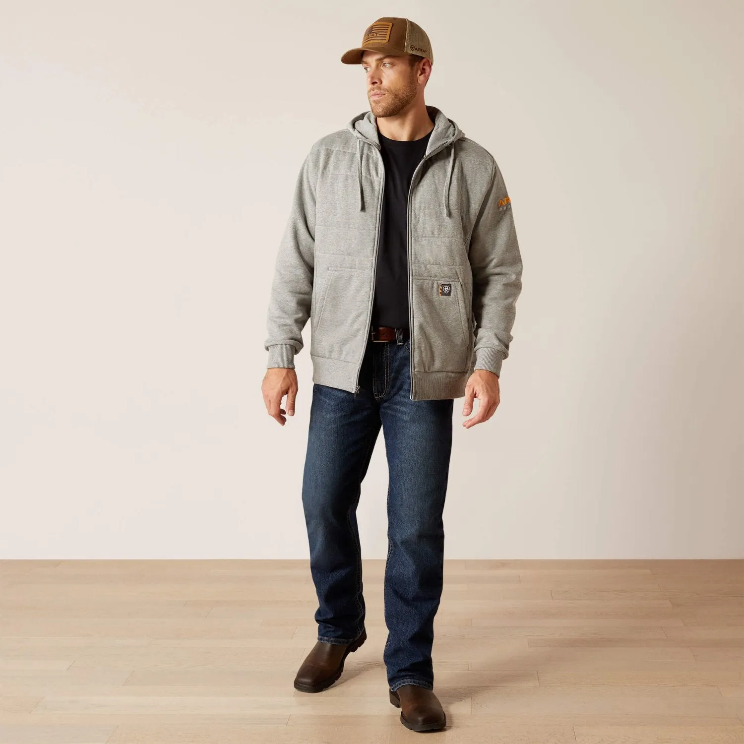 Ariat Men's Rebar Insulated Full-Zip Logo Hoodie sold by Work World product image thumbnail 3