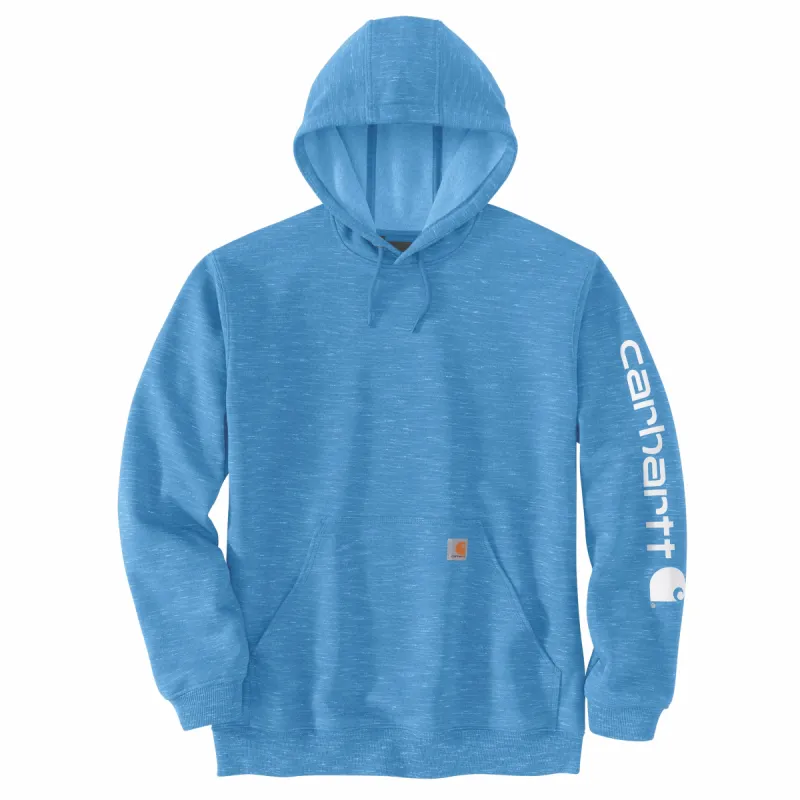 Carhartt Men's Signature Logo Hooded Pullover Sweatshirt_Blue Lagoon Space Dye sold by Work World