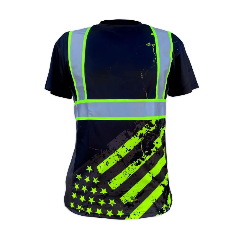SafetyShirtz SS360º Stealth American Grit Type-O Reflective Safety T-Shirt sold by Work World