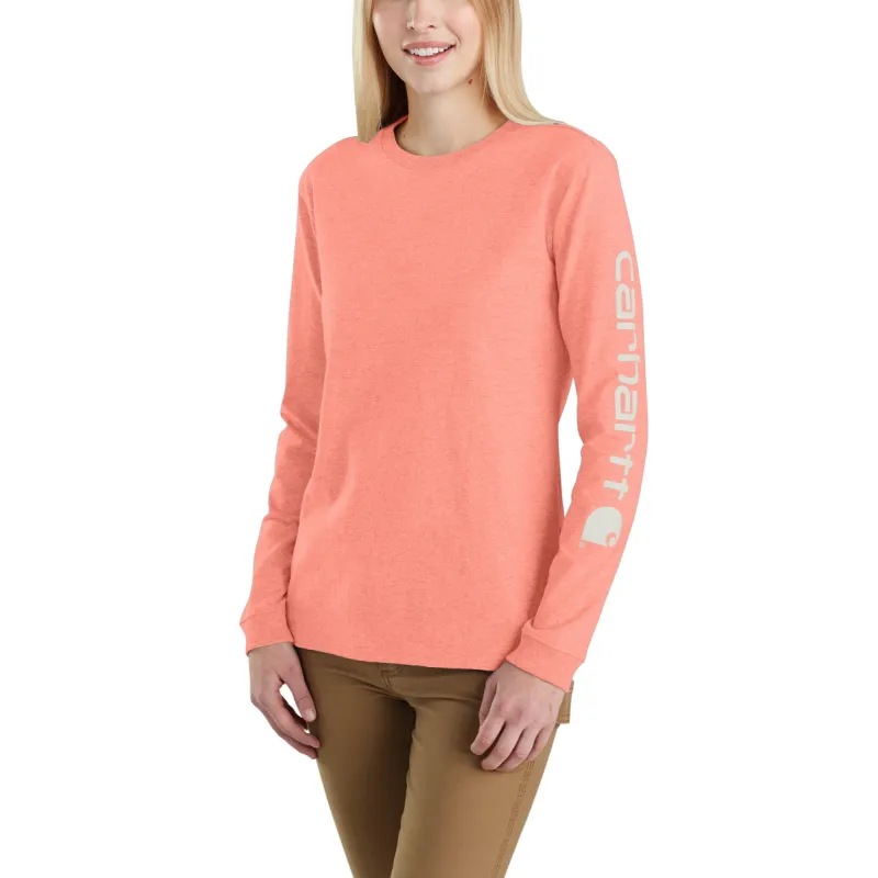 Carhartt Women's Heavyweight Long Sleeve Logo T-Shirt_Hibiscus Heather sold by Work World