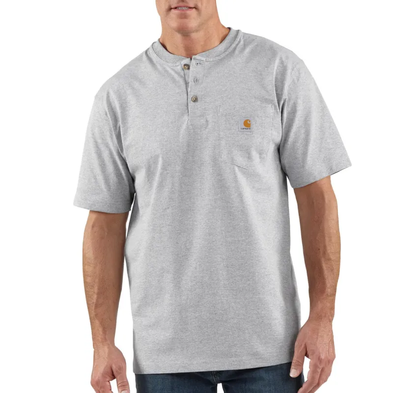 Carhartt Men's Short Sleeve Pocket Henley_Heather Grey sold by Work World