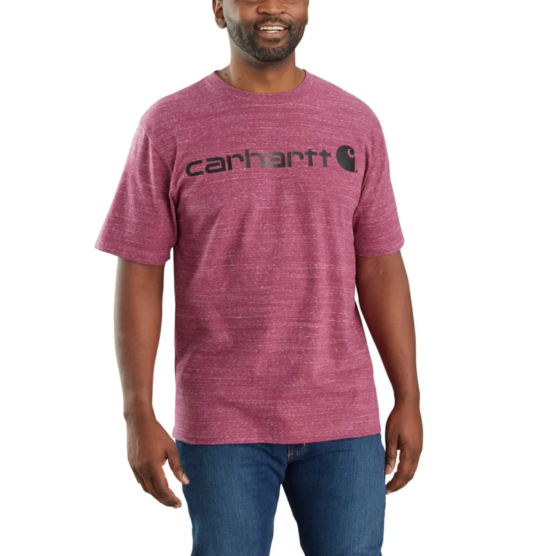Carhartt Men's Signature Logo Short Sleeve T-Shirt_Beet Red Snow Heather sold by Work World
