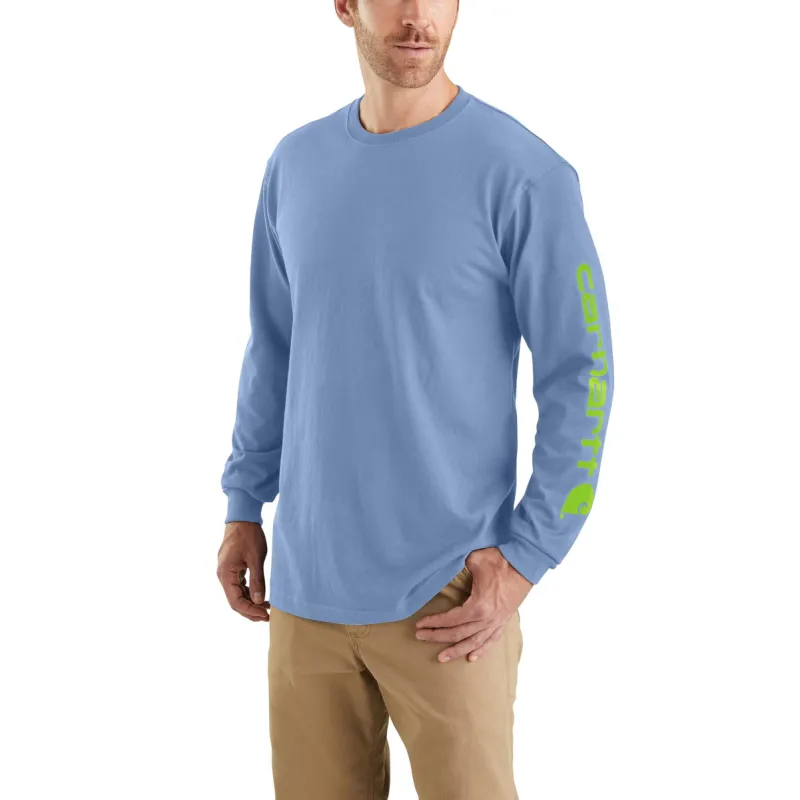 Carhartt Men's Signature Logo Long Sleeve T-Shirt_Skystone sold by Work World