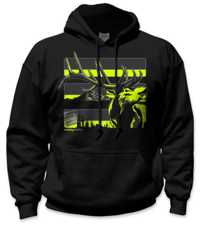 SafetyShirtz Men's Elk Graphic Hoodie_Black/Yellow sold by Work World