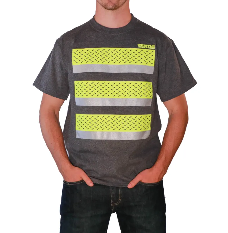 Whistle Workwear Safety Diamond Plate Short Sleeve T-Shirt_Heather Charcoal sold by Work World