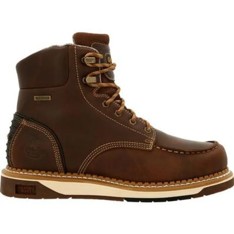 Georgia Boot Men's 6" AMP LT Waterproof EH Moc Toe Soft Toe Work Boot sold by Work World