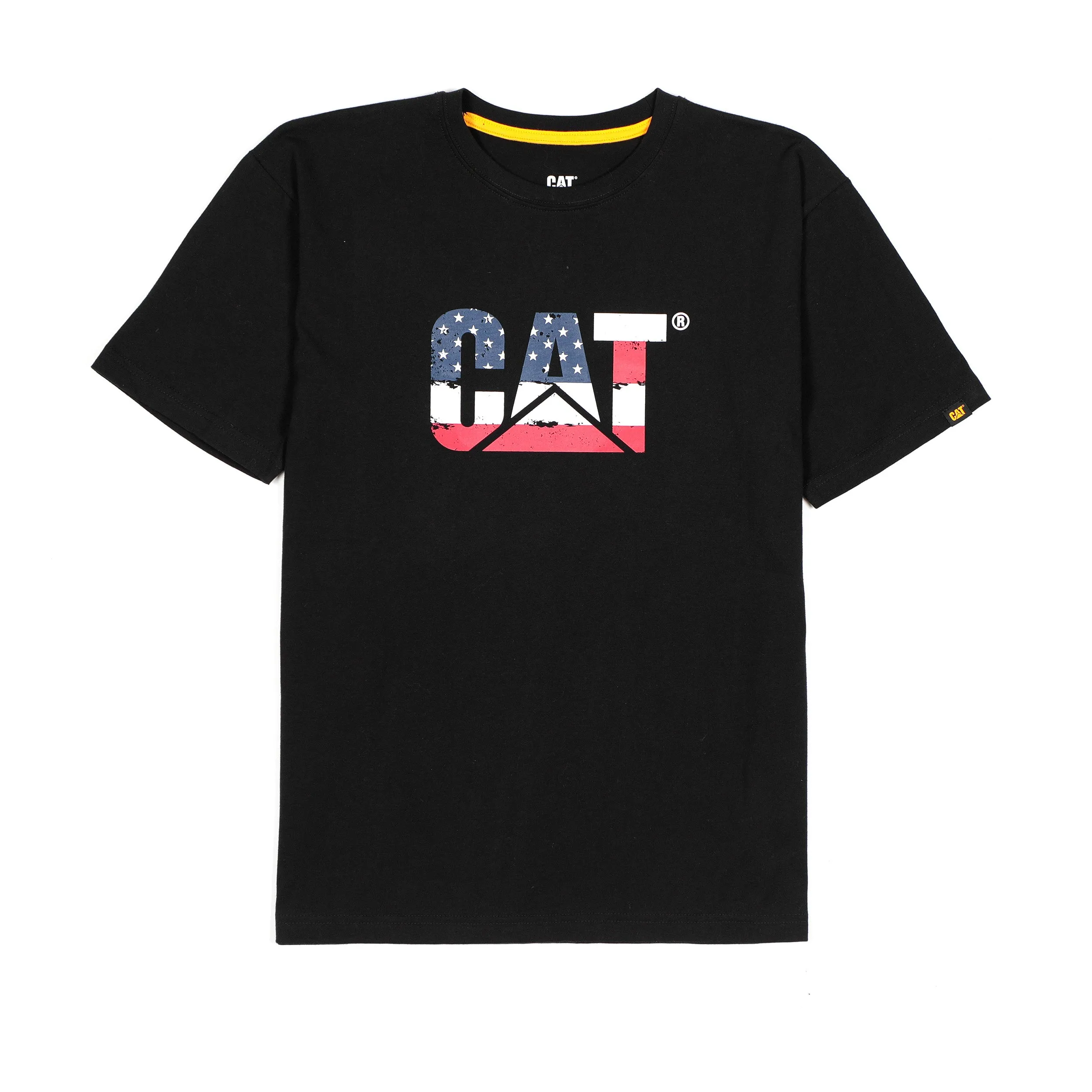 CAT Men's American Flag Logo Short Sleeve T-Shirt sold by Work World product image thumbnail 2