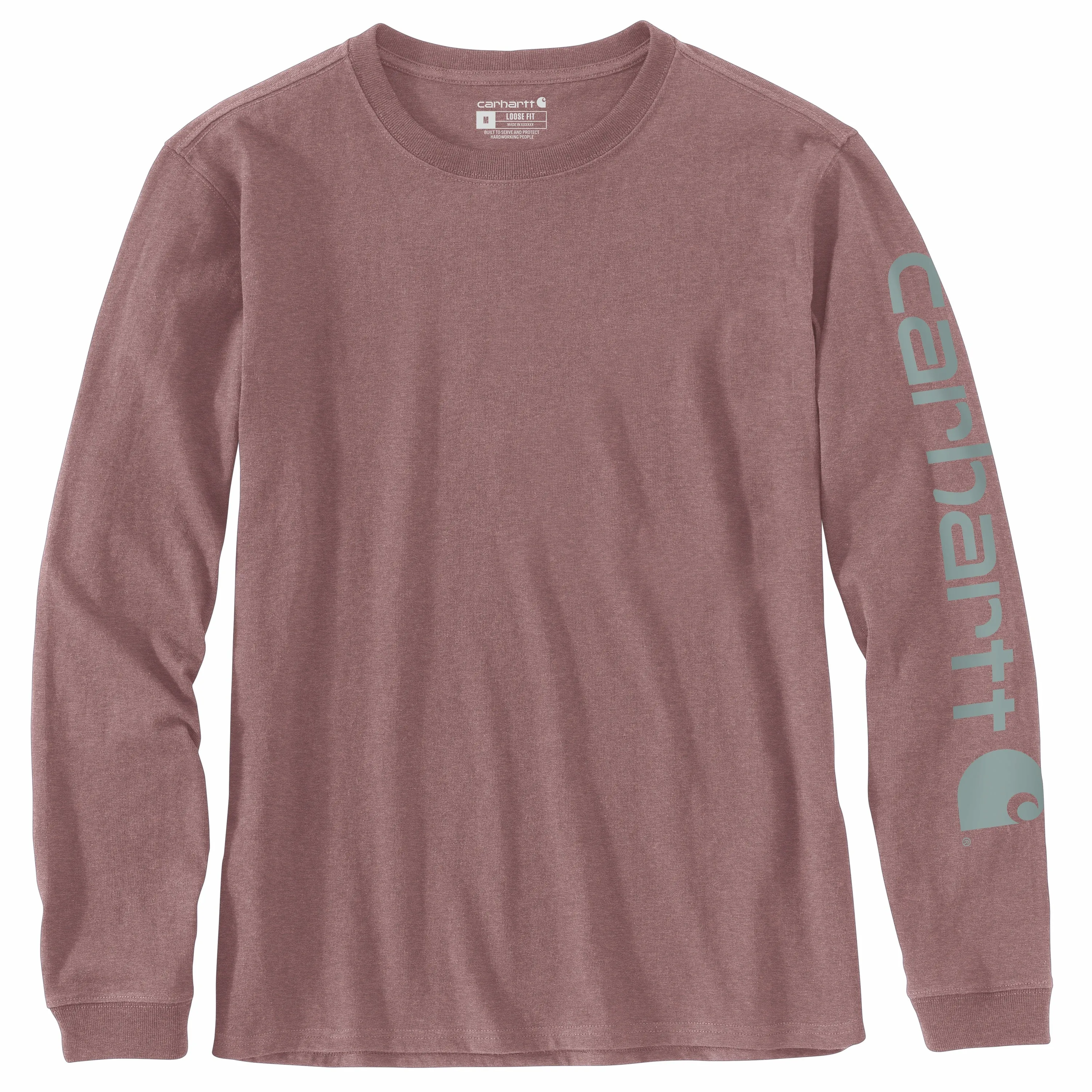 Carhartt Women's Heavyweight Long Sleeve Logo T-Shirt_Raisin Heather sold by Work World