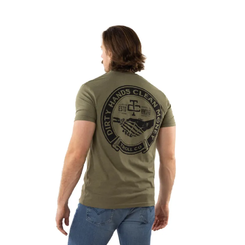 Troll Co. Men's "Dirty Hands Clean Money" Haggler Short Sleeve T-Shirt sold by Work World