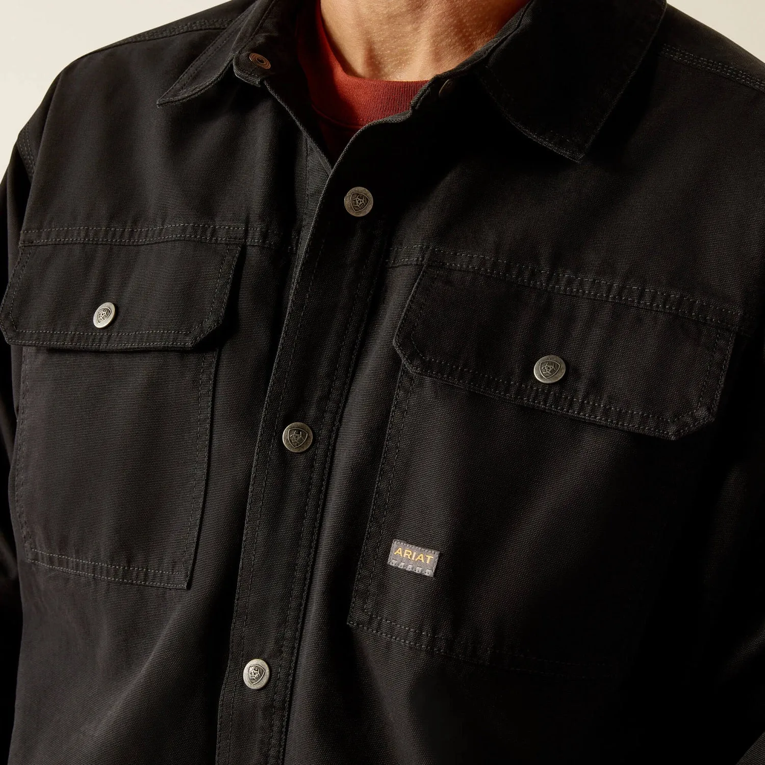 Ariat Men's Rebar Canvas Snap-Front Shirt Jacket_Black sold by Work World product image thumbnail 2